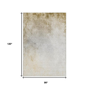 HomeRoots 8' X 10' Taupe And Ivory Abstract Washable Area Rug - UV Protected, Durable, Easy-Care Design for Homes 650918