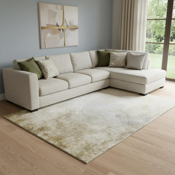 HomeRoots 9' X 12' Taupe and Ivory Abstract Area Rug - Durable, Washable, UV-Protected for Busy Homes & Style 650919