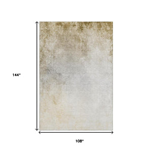HomeRoots 9' X 12' Taupe and Ivory Abstract Area Rug - Durable, Washable, UV-Protected for Busy Homes & Style 650919