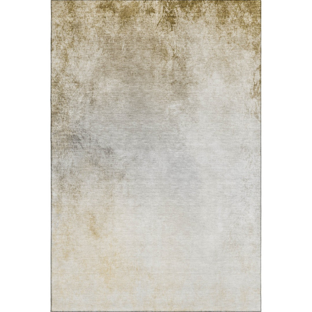 HomeRoots 10' X 14' Taupe & Ivory Abstract Area Rug - Durable, Washable, UV-Protected for Modern Living Spaces 650920
