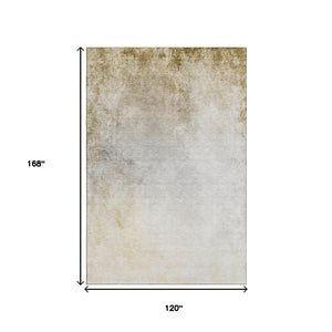 HomeRoots 10' X 14' Taupe & Ivory Abstract Area Rug - Durable, Washable, UV-Protected for Modern Living Spaces 650920
