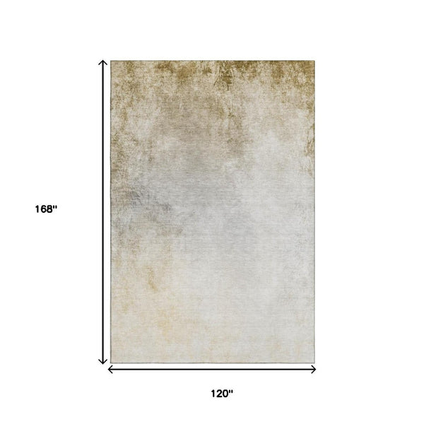 HomeRoots 10' X 14' Taupe & Ivory Abstract Area Rug - Durable, Washable, UV-Protected for Modern Living Spaces 650920