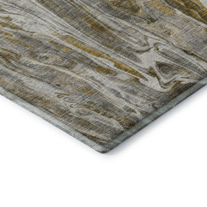 HomeRoots 8' Abstract Round Rug in Brown, Gray & Ivory - Washable, UV-Resistant, Durable for Homes with Kids & Pets 650923
