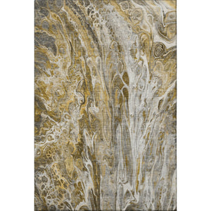 HomeRoots 9' X 12' Stylish Brown Gray Ivory Abstract Area Rug - Washable, UV Protected, Durable & Versatile! 650925