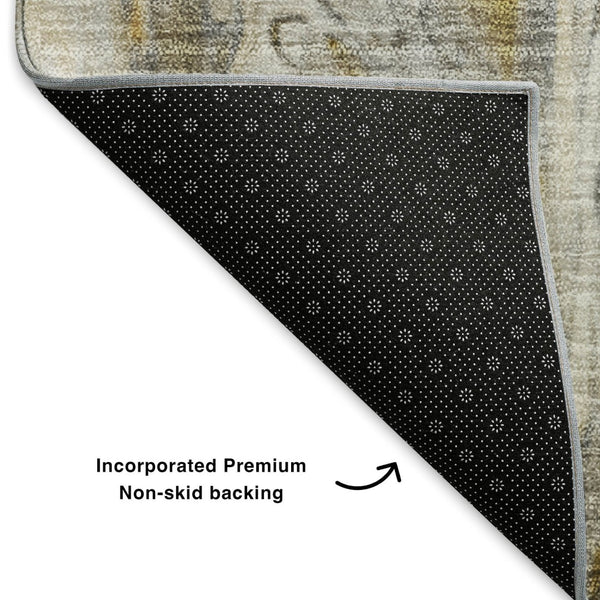 HomeRoots 9' X 12' Stylish Brown Gray Ivory Abstract Area Rug - Washable, UV Protected, Durable & Versatile! 650925