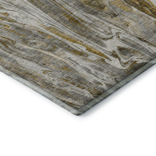 HomeRoots 9' X 12' Stylish Brown Gray Ivory Abstract Area Rug - Washable, UV Protected, Durable & Versatile! 650925