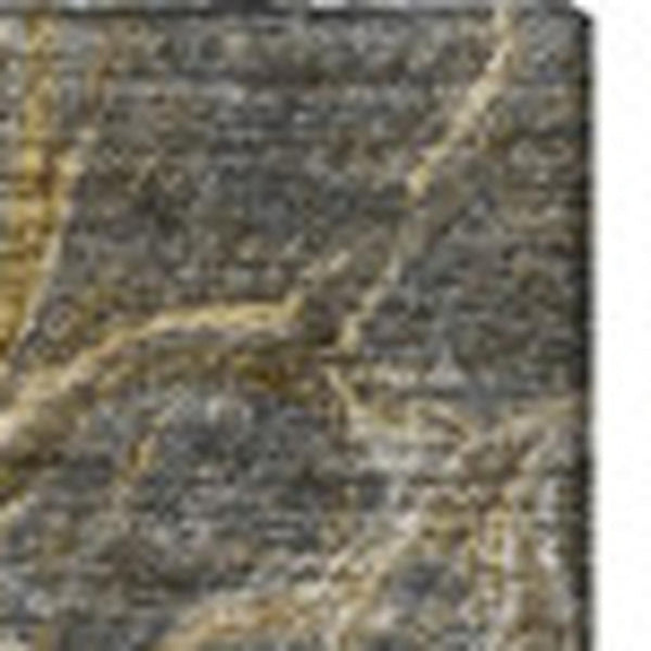 HomeRoots 9' X 12' Stylish Brown Gray Ivory Abstract Area Rug - Washable, UV Protected, Durable & Versatile! 650925