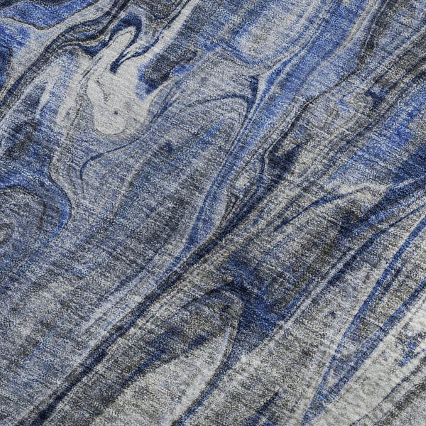 HomeRoots 8' X 10' Contemporary Blue Gray and Ivory Abstract Washable Area Rug with UV Protection & Durability 650930