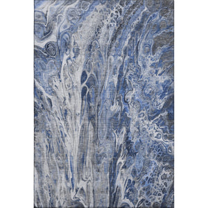 HomeRoots 10' Blue Gray and Ivory Abstract Area Rug - Washable, UV Protected, Durable for High-Traffic Spaces 650932