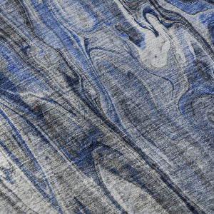 HomeRoots 10' Blue Gray and Ivory Abstract Area Rug - Washable, UV Protected, Durable for High-Traffic Spaces 650932