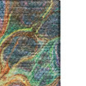 HomeRoots 5' X 8' Stylish Green Gold Teal Abstract Area Rug – Washable, UV Protected, Perfect for Homes! 650934
