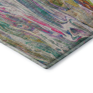 HomeRoots 8' Green Gold And Teal Abstract Washable Round Rug - UV Protected, Stylish & Kid-Pet Friendly! 650935