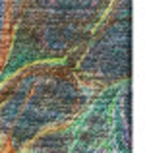 HomeRoots 9' X 12' Abstract Area Rug in Green, Gold & Teal – Washable, UV Protected, Durable for High-Traffic Spaces 650937