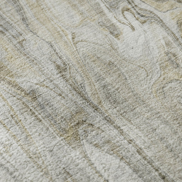 HomeRoots 8' Modern Taupe Gray and Ivory Abstract Round Washable Rug with UV Protection for Busy Homes 650941