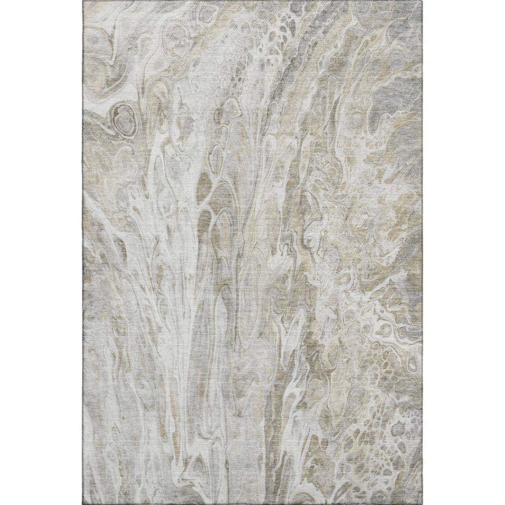 HomeRoots 10' X 14' Abstract Taupe Gray & Ivory Area Rug – Durable, Washable, UV Protected for Busy Homes 650944