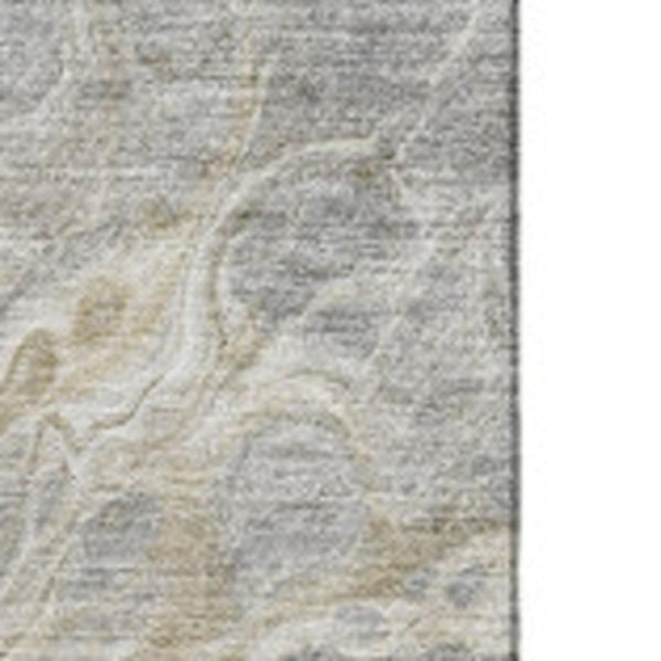 HomeRoots 10' X 14' Abstract Taupe Gray & Ivory Area Rug – Durable, Washable, UV Protected for Busy Homes 650944
