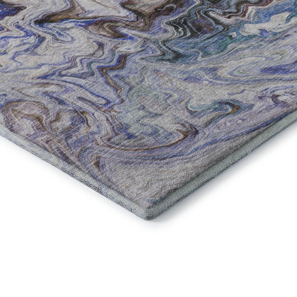 HomeRoots 5' X 8' Abstract Beige Blue Ivory Washable Area Rug - Durable, UV-Protected, Stain-Resistant Design! 650946