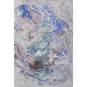 HomeRoots 10' Beige, Blue & Ivory Abstract Washable Area Rug - Durable, Stain Resistant & UV Protected Design! 650950
