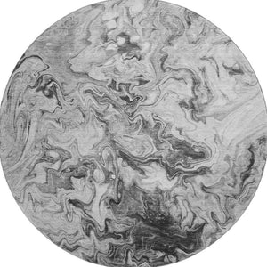 HomeRoots 8' Gray And Ivory Abstract Washable Round Rug - Durable, Stain-Resistant, UV Protected for Modern Homes 650953