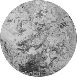 HomeRoots 8' Gray And Ivory Abstract Washable Round Rug - Durable, Stain-Resistant, UV Protected for Modern Homes 650953