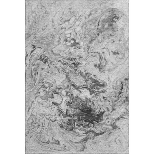HomeRoots 8' X 10' Gray and Ivory Abstract Area Rug – Washable, Stain Resistant, UV Protected for Busy Homes! 650954
