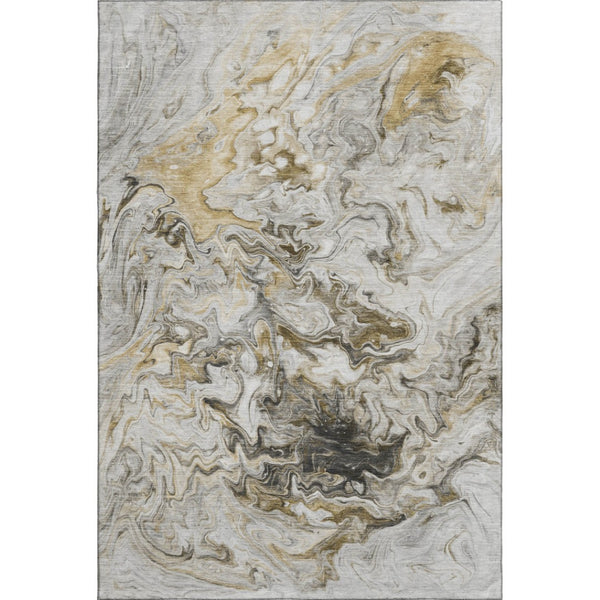 HomeRoots 8' X 10' Abstract Taupe Gray & Ivory Washable Area Rug with UV Protection for Modern Spaces 650966