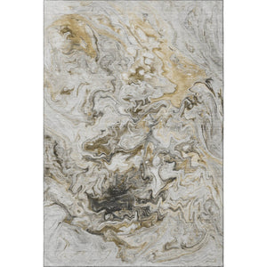 HomeRoots 8' X 10' Abstract Taupe Gray & Ivory Washable Area Rug with UV Protection for Modern Spaces 650966