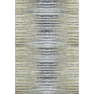 HomeRoots 5' X 8' Beige Blue Ivory Striped Area Rug - Durable, Washable, UV Protected for Indoor & Outdoor Use! 650970