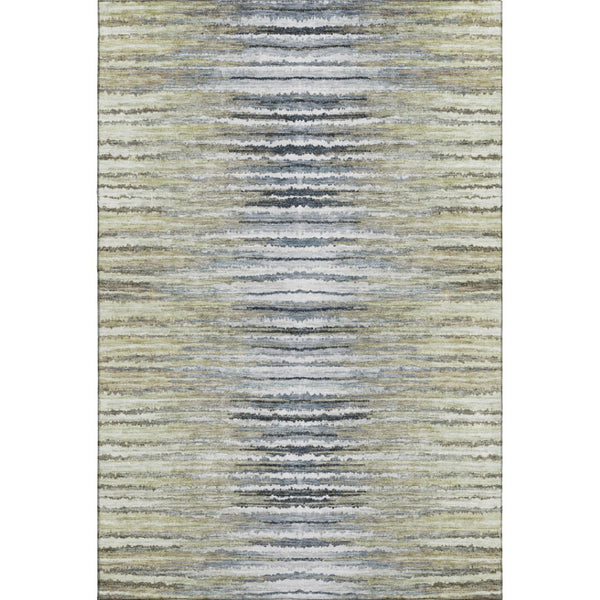 HomeRoots 5' X 8' Beige Blue Ivory Striped Area Rug - Durable, Washable, UV Protected for Indoor & Outdoor Use! 650970