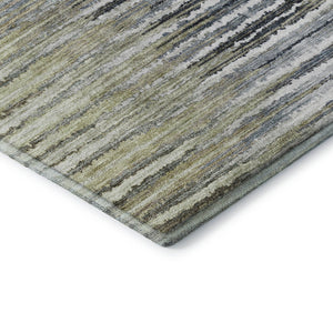 HomeRoots 5' X 8' Beige Blue Ivory Striped Area Rug - Durable, Washable, UV Protected for Indoor & Outdoor Use! 650970