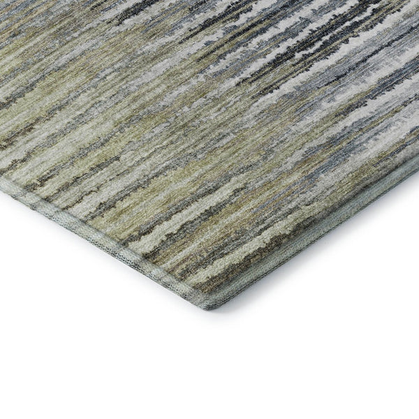 HomeRoots 5' X 8' Beige Blue Ivory Striped Area Rug - Durable, Washable, UV Protected for Indoor & Outdoor Use! 650970