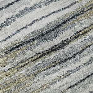 HomeRoots 9' X 12' Coastal Striped Washable Area Rug - Beige, Blue, Ivory, UV-Protected, Durable Design! 650973