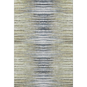 HomeRoots 10' X 14' Striped Washable Area Rug in Beige, Blue & Ivory – Durable, UV-Protected for Busy Homes 650974