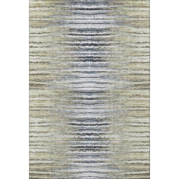 HomeRoots 10' X 14' Striped Washable Area Rug in Beige, Blue & Ivory – Durable, UV-Protected for Busy Homes 650974