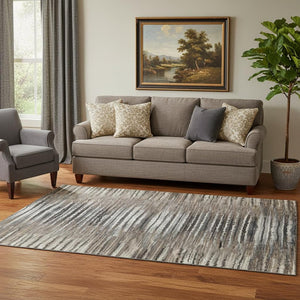 HomeRoots 5' X 8' Stylish Washable Area Rug with UV Protection - Durable Striped Design for High-Traffic Spaces 650976