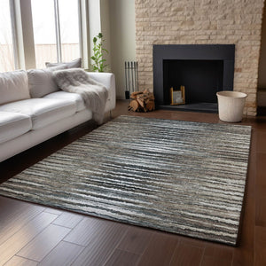 HomeRoots 5' X 8' Stylish Washable Area Rug with UV Protection - Durable Striped Design for High-Traffic Spaces 650976
