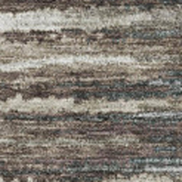 HomeRoots 10' X 14' Striped Washable Area Rug in Brown, Gray & Ivory - Durable, Stain-Resistant, UV Protected! 650980