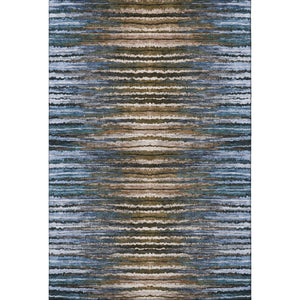 HomeRoots 8' X 10' Stylish Blue, Brown & Gray Striped Area Rug - Washable, UV Protected, Perfect for Families 650984
