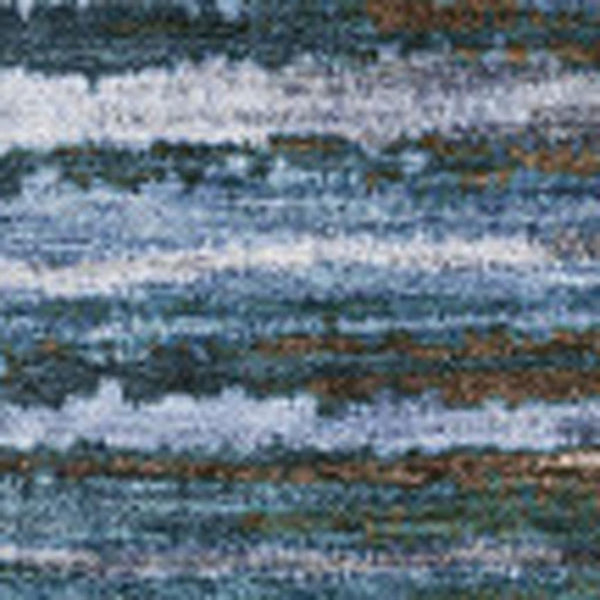 HomeRoots 9' X 12' Striped Washable Area Rug in Blue, Brown & Gray – Durable, UV-Protected for Busy Homes! 650985