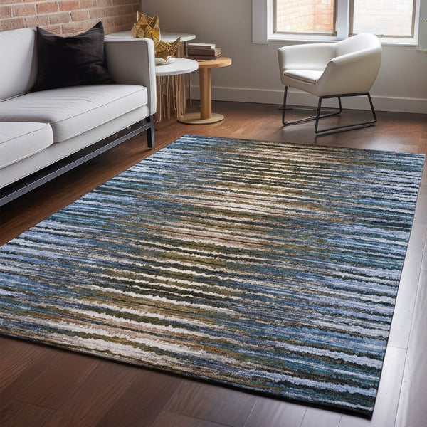 HomeRoots 10' X 14' Stylish Striped Washable Area Rug – Durable, UV-Protected, Ideal for Homes with Kids & Pets 650986