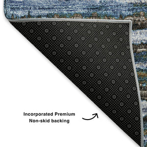 HomeRoots 10' X 14' Stylish Striped Washable Area Rug – Durable, UV-Protected, Ideal for Homes with Kids & Pets 650986