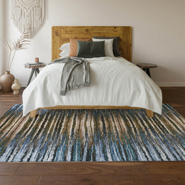 HomeRoots 10' X 14' Stylish Striped Washable Area Rug – Durable, UV-Protected, Ideal for Homes with Kids & Pets 650986