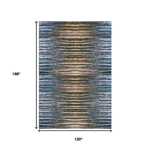 HomeRoots 10' X 14' Stylish Striped Washable Area Rug – Durable, UV-Protected, Ideal for Homes with Kids & Pets 650986