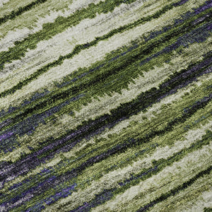 HomeRoots 5' X 8' Stylish Purple, Green & Ivory Striped Washable Area Rug with UV Protection for Durability 650988