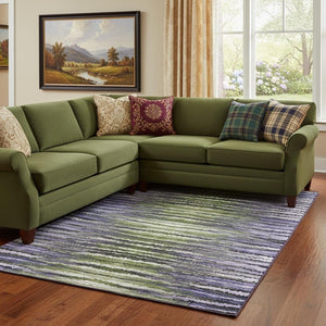 HomeRoots 8' X 10' Stylish Purple Green Ivory Striped Washable Area Rug – Durable, UV-Protected & Easy Care! 650990