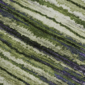 HomeRoots 8' X 10' Stylish Purple Green Ivory Striped Washable Area Rug – Durable, UV-Protected & Easy Care! 650990