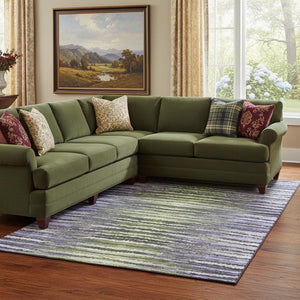 HomeRoots 9' X 12' Striped Washable Area Rug in Purple, Green & Ivory - UV Protected, Kid & Pet Friendly! 650991
