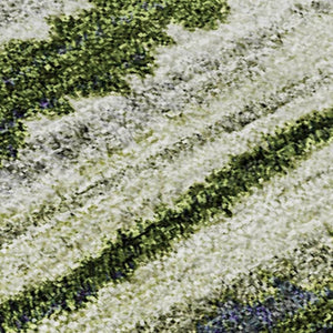 HomeRoots 9' X 12' Striped Washable Area Rug in Purple, Green & Ivory - UV Protected, Kid & Pet Friendly! 650991