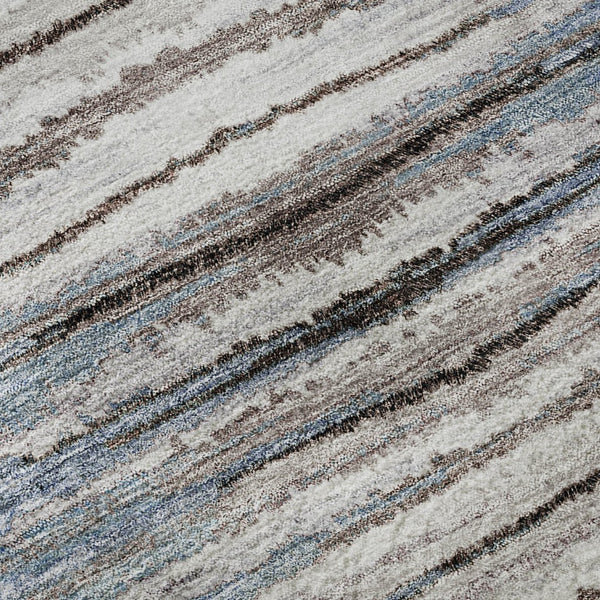 HomeRoots 5' X 8' Sky Blue, Coffee & Ivory Striped Washable Area Rug - Durable, UV Protected & Stain-Resistant 650994