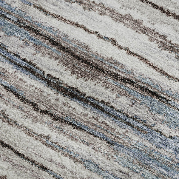 HomeRoots 5' X 8' Sky Blue, Coffee & Ivory Striped Washable Area Rug - Durable, UV Protected & Stain-Resistant 650994